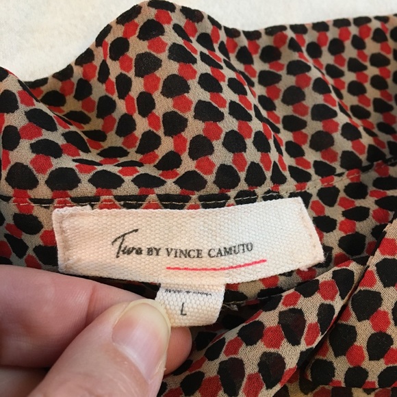 Two by Vince Camuto Sheer Button Down Blouse, L - Picture 8 of 9